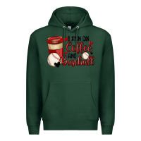 Sports Green i run on coffee and baseball Premium Hoodie - MaliasSmallBusiness