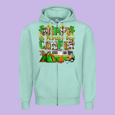 Happy St. Patrick's Day Camper Zipper Hoodie Designed By Zillion Design Studio