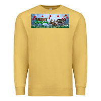 Antique Gold merry christmas with santa sleigh Premium Sweatshirt - BundleAndBundleShop