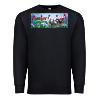 Black merry christmas with santa sleigh Premium Sweatshirt - BundleAndBundleShop