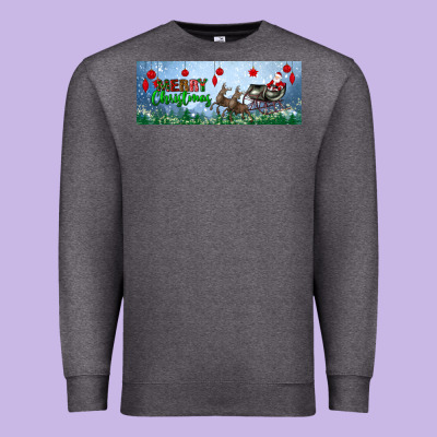 Merry Christmas With Santa Sleigh Premium Sweatshirt Designed By Bundleandbundleshop