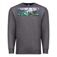 Charcoal Heather merry christmas with santa sleigh Premium Sweatshirt - BundleAndBundleShop