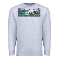 Heather Grey merry christmas with santa sleigh Premium Sweatshirt - BundleAndBundleShop