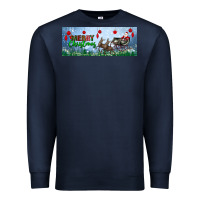 Navy merry christmas with santa sleigh Premium Sweatshirt - BundleAndBundleShop