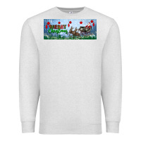 Oatmeal Heather merry christmas with santa sleigh Premium Sweatshirt - BundleAndBundleShop