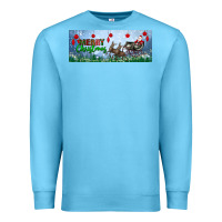 Ocean Blue merry christmas with santa sleigh Premium Sweatshirt - BundleAndBundleShop
