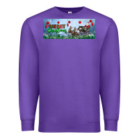 Purple merry christmas with santa sleigh Premium Sweatshirt - BundleAndBundleShop