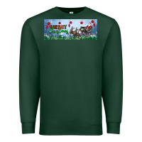 Sports Green merry christmas with santa sleigh Premium Sweatshirt - BundleAndBundleShop