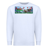 White merry christmas with santa sleigh Premium Sweatshirt - BundleAndBundleShop