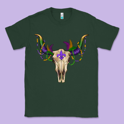 Mardi Gras Bullskull Classic Tee Designed By Ranaportraitstore