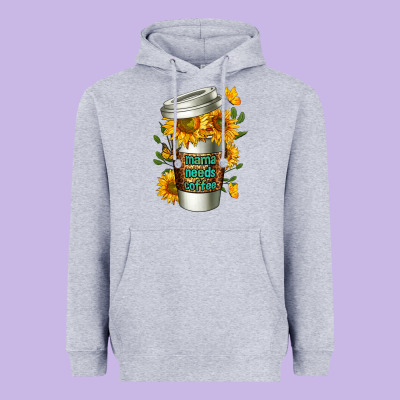Mama Needs Coffee Cup Heavyweight Hoodie Designed By Fadigitalartstudio