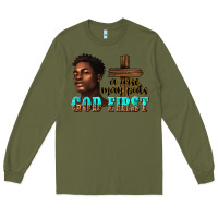 Army Green a wise man puts god first Long Sleeve Tee - texasbilliewilder