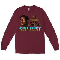 Burgundy a wise man puts god first Long Sleeve Tee - texasbilliewilder