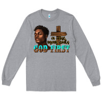 Heather Grey a wise man puts god first Long Sleeve Tee - texasbilliewilder