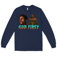 Navy a wise man puts god first Long Sleeve Tee - texasbilliewilder