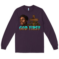 Plum a wise man puts god first Long Sleeve Tee - texasbilliewilder