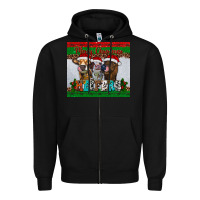 Black merry christmas heifers Zipper Hoodie - RanaPortraitStore
