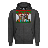 Charcoal Heather merry christmas heifers Zipper Hoodie - RanaPortraitStore