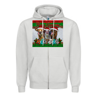 Dove Grey merry christmas heifers Zipper Hoodie - RanaPortraitStore