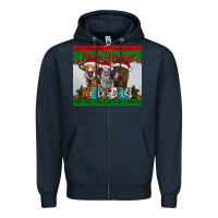 Navy merry christmas heifers Zipper Hoodie - RanaPortraitStore