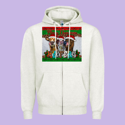 Merry Christmas Heifers Zipper Hoodie Designed By Ranaportraitstore