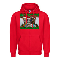 Red merry christmas heifers Zipper Hoodie - RanaPortraitStore