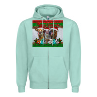 Seafoam merry christmas heifers Zipper Hoodie - RanaPortraitStore