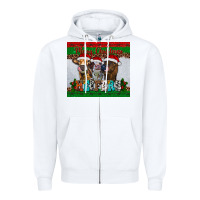 White merry christmas heifers Zipper Hoodie - RanaPortraitStore