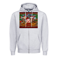 Heather Grey merry christmas cow pig and horse Zipper Hoodie - RanaPortraitStore