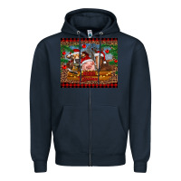 Navy merry christmas cow pig and horse Zipper Hoodie - RanaPortraitStore