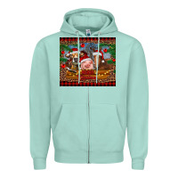 Seafoam merry christmas cow pig and horse Zipper Hoodie - RanaPortraitStore