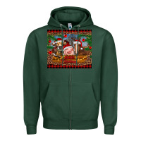 Sports Green merry christmas cow pig and horse Zipper Hoodie - RanaPortraitStore