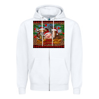 White merry christmas cow pig and horse Zipper Hoodie - RanaPortraitStore