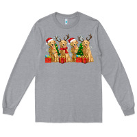 Heather Grey golden dogs with christmas Long Sleeve Tee - Zillion Design Studio