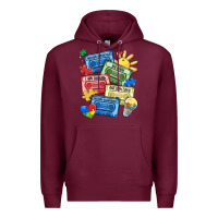 Burgundy autism cassette tapes Premium Hoodie - MaliasSmallBusiness