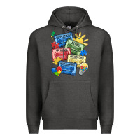Charcoal Heather autism cassette tapes Premium Hoodie - MaliasSmallBusiness