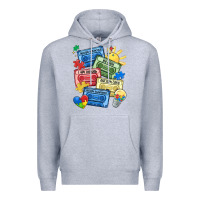 Heather Grey autism cassette tapes Premium Hoodie - MaliasSmallBusiness
