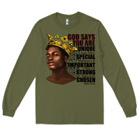 Army Green afro man god says you are Long Sleeve Tee - texasbilliewilder
