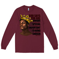 Burgundy afro man god says you are Long Sleeve Tee - texasbilliewilder