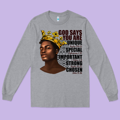 Long Sleeve Tee afro man god says you are