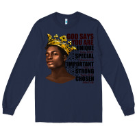 Navy afro man god says you are Long Sleeve Tee - texasbilliewilder