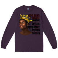 Plum afro man god says you are Long Sleeve Tee - texasbilliewilder