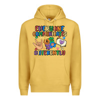 Antique Gold everyone communicates differently Premium Hoodie - MaliasSmallBusiness