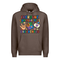 Coffee everyone communicates differently Premium Hoodie - MaliasSmallBusiness
