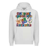 Dove Grey everyone communicates differently Premium Hoodie - MaliasSmallBusiness