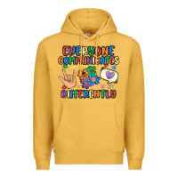 Mustard everyone communicates differently Premium Hoodie - MaliasSmallBusiness