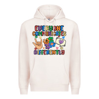 Pale Pink everyone communicates differently Premium Hoodie - MaliasSmallBusiness