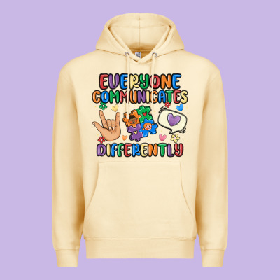 Everyone Communicates Differently Premium Hoodie Designed By Maliassmallbusiness
