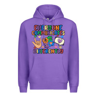 Purple everyone communicates differently Premium Hoodie - MaliasSmallBusiness