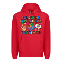 Red everyone communicates differently Premium Hoodie - MaliasSmallBusiness